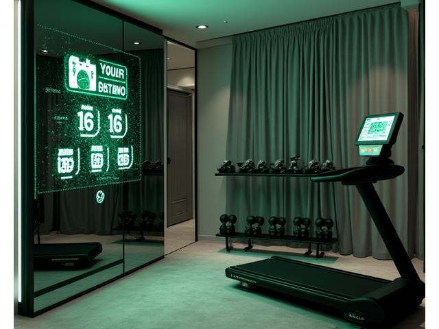 Home gym featuring smart mirrors, connected treadmills, and virtual reality fitness